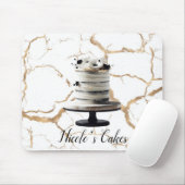 ブラック＆ホワイト ゴールド フローラル ティア ケーキ ブライダル シャワー マウスパッド (マウス)