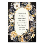 ブラック ホワイト ゴールド ボタニカル フローラル テーブル カード (裏面)