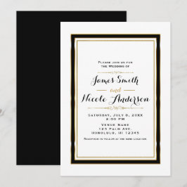 ブラック ホワイト ゴールド ミニマル チック エレガント ウェディング 招待状