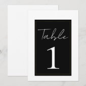 ブラック ホワイト ゴールド モダン ミニマル テーブル ナンバー 招待状 (正面/裏面)