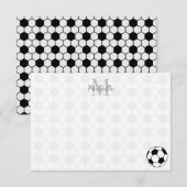 ブラック×ホワイト サッカーのボール モノグラム入り オリジナルグッズ ノートカード (正面/裏面)