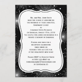 ブラック＆ホワイト サンバースト 花火 レセプションのみ 招待状