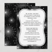 ブラック・ホワイト・サン・バースト・花火・レセプションのみ 招待状 (正面/裏面)