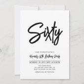 ブラック＆ホワイト | シック シックスティ 60歳の誕生日パーティー 招待状 (正面)