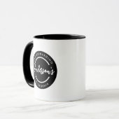 ブラック ホワイト シティ タウン プレイス ロケーション ネーム サークル マグカップ (正面左)