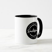 ブラック ホワイト シティ タウン プレイス ロケーション ネーム サークル マグカップ (正面右)