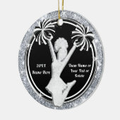 ブラック、ホワイト、シルバーのチアリーカスタムダーオーナメント セラミックオーナメント (左)