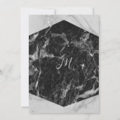 ブラック・ホワイト・シルバーの大理石 現代の豪華な結婚式 招待状 (裏面)