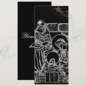 ブラック ホワイト シルバー クリスマス 誕生 インビテーション 背丈 (正面/裏面)