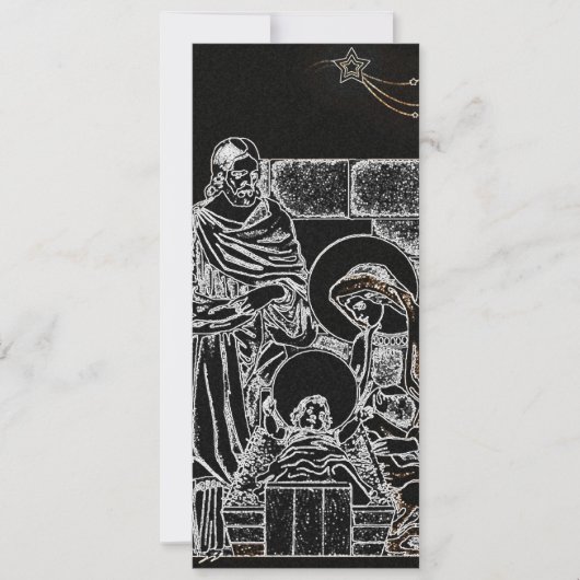 ブラック ホワイト シルバー クリスマス 誕生 インビテーション 背丈 (正面)