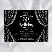 ブラック ホワイト シーケン カーテン サプライズ 30歳の誕生日