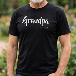 ブラック ホワイト スクリプト エスタブリッシュド グランパパ Tシャツ