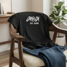 ブラック ホワイト スクリプト エスタブリッシュド ママ Tシャツ