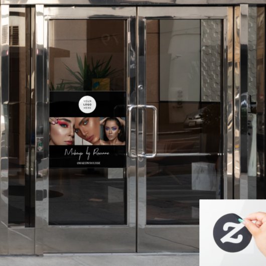 ブラック＆ホワイト スクリプト ロゴ フォト メイクスタジオ ウィンドウサイン (オフィスドア)