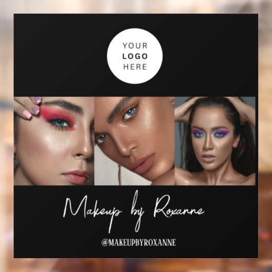 ブラック&ホワイト スクリプト ロゴ フォト メイクスタジオ ウィンドウサイン (シート2)