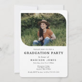 ブラック&ホワイト スクリプト 4 枚の写真 卒業パーティー 招待状 (裏面)