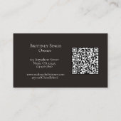 ブラック+ホワイト+スクリプト+QRコード+写真+メイク+ビジネス+C 名刺 (裏面)