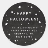 ブラック + ホワイト スター カスタム テキスト/住所 ラウンドシール (正面)
