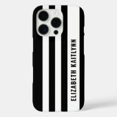 ブラック＆ホワイト ストライプ柄 オーダーメイド  Case-Mate iPhoneケース (裏面)