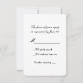 ブラック＆ホワイト ストライプ シルバー フォイル 結婚式 RSVP カード (裏面)