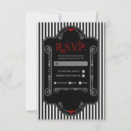 ブラック ホワイト ストライプ レッド ゴシック バット ウェディング RSVP