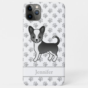 ブラック＆ホワイト スムースコート チワワ 犬 名前入り iPhone 11 PRO MAXケース