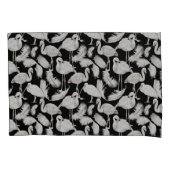 ブラック ホワイト スワン 羽根模様 エレガント 枕カバー (正面左)