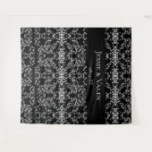 ブラック＆ホワイト スワール ゴシック ウェディング タペストリー (正面(横))