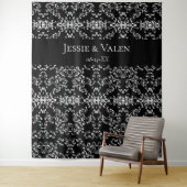 ブラック＆ホワイト スワール ゴシック ウェディング タペストリー (インサイチュ)