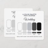 ブラック ホワイト ソフトグレー 冬の結婚式 パレット カード (正面/裏面)