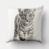 ブラック＆ホワイト タイガー キューブ スクエア スロー ピロー (正面)