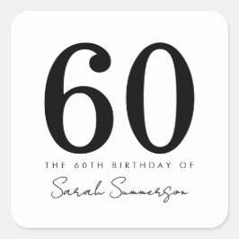 ブラック ホワイト タイポグラフィー 60歳の誕生日 スクエアシール