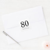 ブラック ホワイト タイポグラフィ 八十歳の誕生日 スクエアシール (封筒)