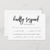 ブラック＆ホワイト タイポグラフィ | 食事選択 RSVP (正面/裏面)