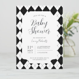 ブラック＆ホワイト ダイヤモンド アーガイル 男女兼用 招待状