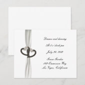 ブラック＆ホワイト ダイヤモンド ハート 結婚式の披露宴カード 招待状 (正面/裏面)