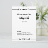 ブラック＆ホワイト ダブルハート ウェディング RSVP 招待状 (スタンド正面)