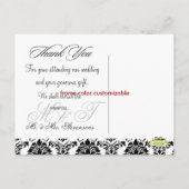 ブラック+ホワイト・ダマスクありがとうフォトポストカード, ポストカード (裏面)