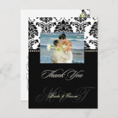 ブラック+ホワイト・ダマスクありがとうフォトポストカード, ポストカード (正面/裏面)