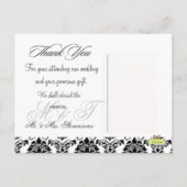 ブラック+ホワイト・ダマスクありがとうフォトポストカード, ポストカード (裏面)