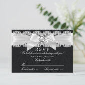 ブラック＆ホワイト ダマスク＆パール ボウ RSVP (スタンド正面)