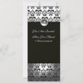 ブラック ホワイト ダマスク モノグラム ウェディング パーティ プログラム (裏面)