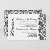 ブラック ホワイト ダマスク ライセ 印刷 3x5 方向 カード (正面/裏面)