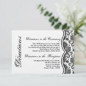 ブラック ホワイト ダマスク ライセ 印刷 3x5 方向 カード (スタンド正面)