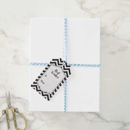 ブラック&ホワイト チェッカーフォーム 結婚式 誕生日 ギフトタグ (より糸付き)