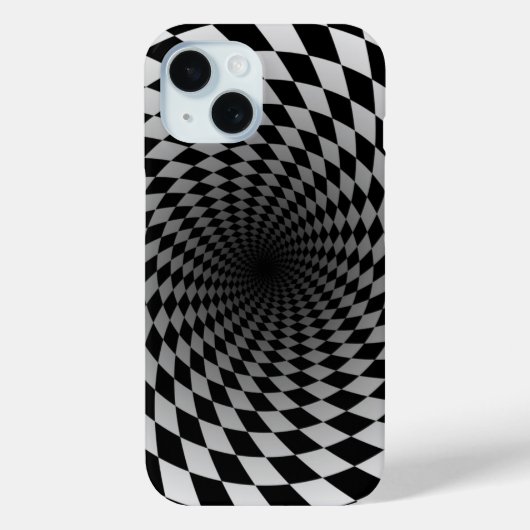 ブラック＆ホワイト チェックの渦 | Case-Mate iPhoneケース (裏面)