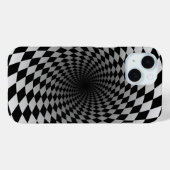 ブラック＆ホワイト チェックの渦 | Case-Mate iPhoneケース (裏面 (横))
