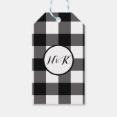 ブラック＆ホワイト チェック柄 スクエア バッファロープレイド ギフトタグ (裏面)