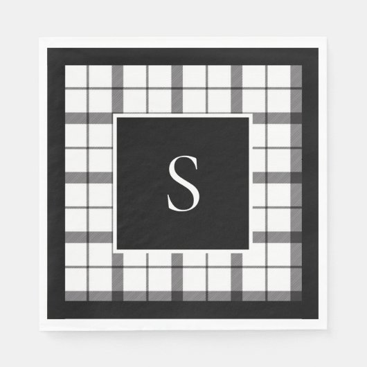ブラック, ホワイト, チェック, エレガント, シック, モダン スタンダードランチョンナプキン (正面)