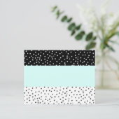 ブラック ホワイト ティール 水彩 ポルカドット パターン ポストカード (スタンド正面)